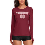 Custom Crimson Red Light Pink Women's Long-Sleeve Shirt