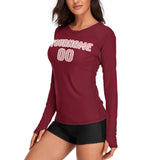 Custom Crimson Red Light Pink Women's Long-Sleeve Shirt
