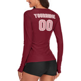 Custom Crimson Red Light Pink Women's Long-Sleeve Shirt