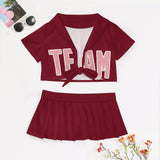Custom Crimson Red Light Pink Cheerleading Uniform Set
