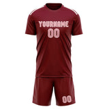 Custom Crimson Red Light Pink Soccer Jersey