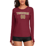 Custom Crimson Red Khaki Women's Long-Sleeve Shirt