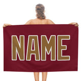 Custom Crimson Red Khaki Beach Towel