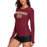 Custom Crimson Red Khaki Women's Long-Sleeve Shirt