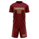 Custom Crimson Red Khaki Soccer Jersey