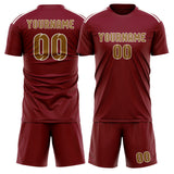 Custom Crimson Red Khaki Soccer Jersey