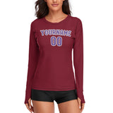 Custom Crimson Red Light Purple Women's Long-Sleeve Shirt