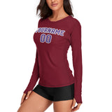 Custom Crimson Red Light Purple Women's Long-Sleeve Shirt