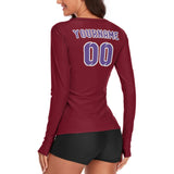 Custom Crimson Red Light Purple Women's Long-Sleeve Shirt