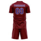 Custom Crimson Red Light Purple Soccer Jersey