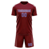 Custom Crimson Red Light Purple Soccer Jersey