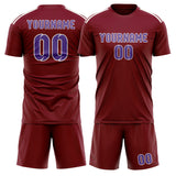 Custom Crimson Red Light Purple Soccer Jersey