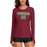 Custom Crimson Red Emerald Green Women's Long-Sleeve Shirt