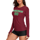 Custom Crimson Red Emerald Green Women's Long-Sleeve Shirt