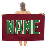 Custom Crimson Red Emerald Green Beach Towel