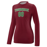 Custom Crimson Red Emerald Green Women's Long-Sleeve Shirt