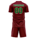 Custom Crimson Red Emerald Green Soccer Jersey