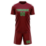 Custom Crimson Red Emerald Green Soccer Jersey