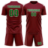 Custom Crimson Red Emerald Green Soccer Jersey