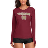 Custom Crimson Red Light Khaki Women's Long-Sleeve Shirt