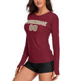 Custom Crimson Red Light Khaki Women's Long-Sleeve Shirt