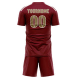 Custom Crimson Red Light Khaki Soccer Jersey