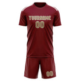 Custom Crimson Red Light Khaki Soccer Jersey