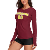 Custom Crimson Red Light Yellow Women's Long-Sleeve Shirt