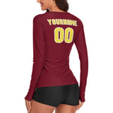 Custom Crimson Red Light Yellow Women's Long-Sleeve Shirt