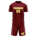 Custom Crimson Red Light Yellow Soccer Jersey