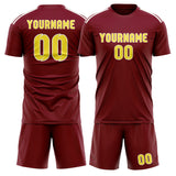 Custom Crimson Red Light Yellow Soccer Jersey
