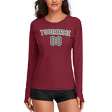 Custom Crimson Red Blue Green Women's Long-Sleeve Shirt