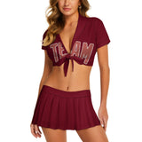 Custom Crimson Red Copper Rose Cheerleading Uniform Set