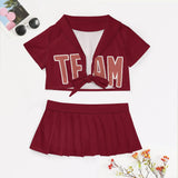 Custom Crimson Red Copper Rose Cheerleading Uniform Set