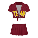 Custom Crimson Red Gold Cheerleading Uniform Set