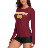 Custom Crimson Red Gold Women's Long-Sleeve Shirt