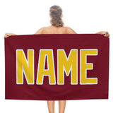 Custom Crimson Red Gold Beach Towel