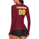 Custom Crimson Red Gold Women's Long-Sleeve Shirt