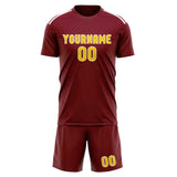 Custom Crimson Red Gold Soccer Jersey