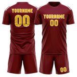 Custom Crimson Red Gold Soccer Jersey