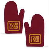 Custom Crimson Red  Yellow Oven Mitt Set