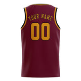 Custom Crimson Red & Yellow Colors Design Sports Basketball Jersey