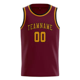 Custom Crimson Red & Yellow Colors Design Sports Basketball Jersey
