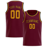 Custom Crimson Red & Yellow Colors Design Sports Basketball Jersey