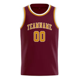 Custom Crimson Red & Yellow Colors Design Sports Basketball Jersey