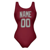 Custom Crimson Red Gray Swimsuit