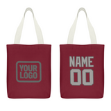 Custom Crimson Red Gray Canvas Tote Bag