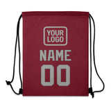 Custom Crimson Red Gray Drawstring Bag