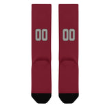 Custom Crimson Red Gray Knee-High Sock
