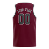 Custom Crimson Red & Dark Grey Colors Design Sports Basketball Jersey